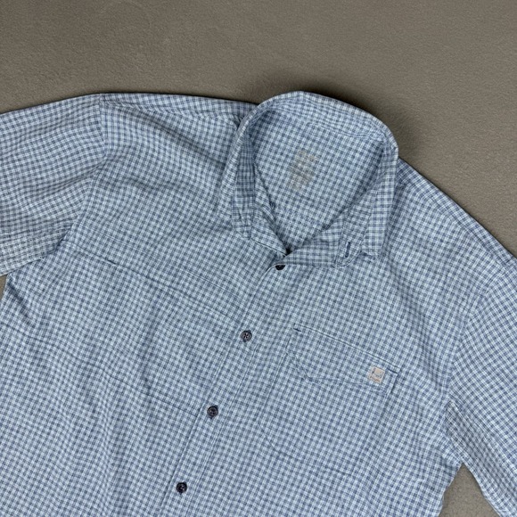 Huk Other - Huk Mens Short Sleeve Performance Fishing Shirt Size Large Blue Vented Plaid